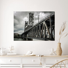 Plakat Most stalowy w czarno białym ujęciu