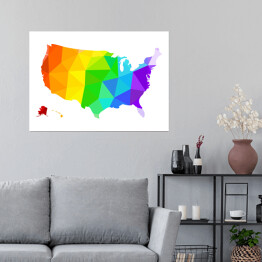 Plakat samoprzylepny Tęczowa geometryczna mapa USA