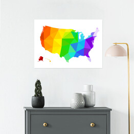 Plakat Tęczowa geometryczna mapa USA