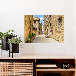 Plakat samoprzylepny Aleja w historycznym mieście Volterra we Włoszech