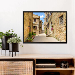 Obraz w ramie Aleja w historycznym mieście Volterra we Włoszech
