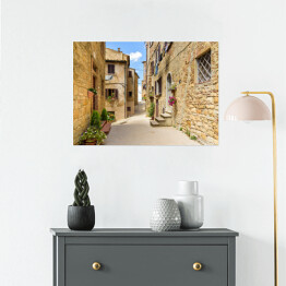 Plakat samoprzylepny Aleja w historycznym mieście Volterra we Włoszech