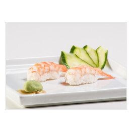 Plakat Sushi na białym talerzu