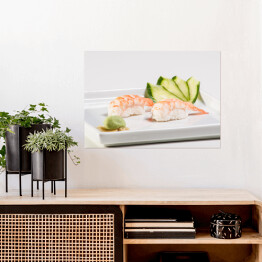 Plakat Sushi na białym talerzu