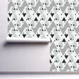 Tapeta samoprzylepna w rolce Abstrakcyjne wzory z czarnych i szarych trójkątów 