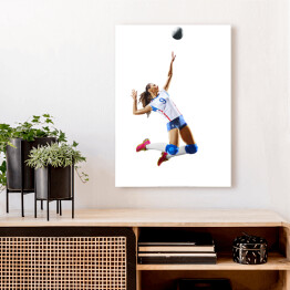 Obraz na płótnie Kobieta grająca w siatkówkę na białym tle