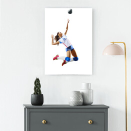 Obraz na płótnie Kobieta grająca w siatkówkę na białym tle