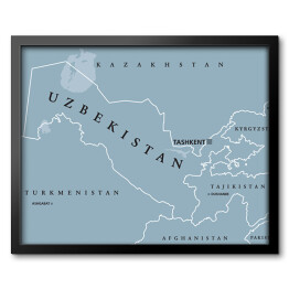 Obraz w ramie Uzbekistan - mapa polityczna ze stolicą Taszkentem 
