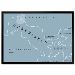 Plakat w ramie Uzbekistan - mapa polityczna ze stolicą Taszkentem 