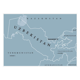 Plakat Uzbekistan - mapa polityczna ze stolicą Taszkentem 