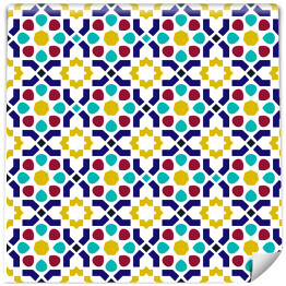 Tapeta winylowa zmywalna w rolce Mozaika w arabskie wzory w wyrazistych kolorach
