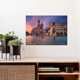 Plakat samoprzylepny Wschód słońca w odcieniach różu i fioletu, Kraków, Polska
