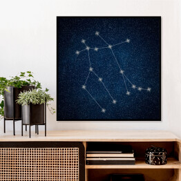 Plakat w ramie Gemini Constellation. Znak zodiaku Gemini konstelacji linii Galaxy tło