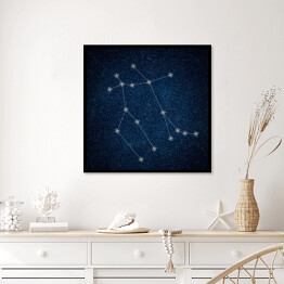 Plakat w ramie Gemini Constellation. Znak zodiaku Gemini konstelacji linii Galaxy tło