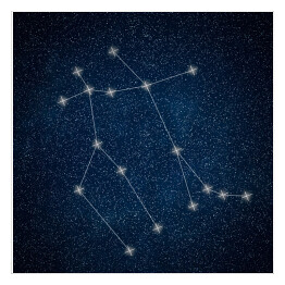 Plakat samoprzylepny Gemini Constellation. Znak zodiaku Gemini konstelacji linii Galaxy tło