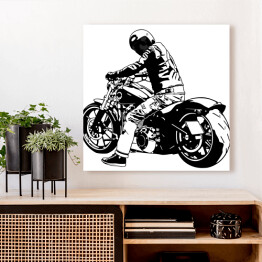 Obraz na płótnie Czarny motocykl od tyłu