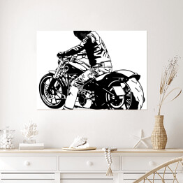Plakat Czarny motocykl od tyłu
