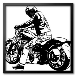 Obraz w ramie Czarny motocykl od tyłu