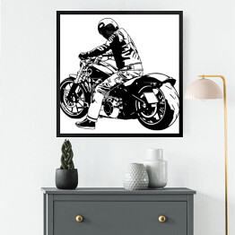 Obraz w ramie Czarny motocykl od tyłu