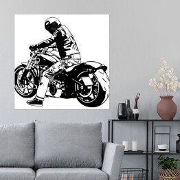 Plakat samoprzylepny Czarny motocykl od tyłu