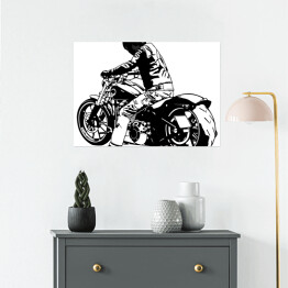 Plakat Czarny motocykl od tyłu