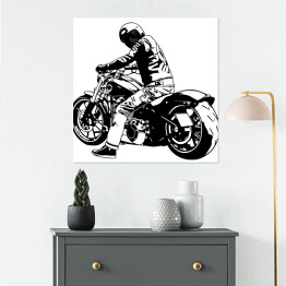 Plakat samoprzylepny Czarny motocykl od tyłu