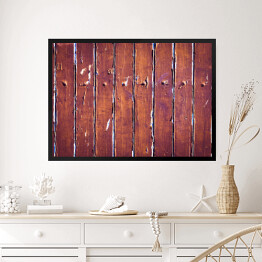 Obraz w ramie Obdarte drewno - deski w kolorze wiśniowym