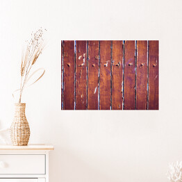 Plakat samoprzylepny Obdarte drewno - deski w kolorze wiśniowym