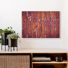 Obraz na płótnie Obdarte drewno - deski w kolorze wiśniowym