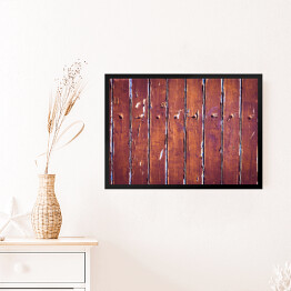 Obraz w ramie Obdarte drewno - deski w kolorze wiśniowym