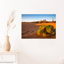 Plakat samoprzylepny Wschód słońca na pustyni Monument Valley 