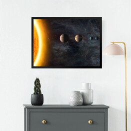 Obraz w ramie Słońce i planety Układu Słonecznego