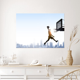 Plakat samoprzylepny Mecz koszykówki na tle błękitnego nieba