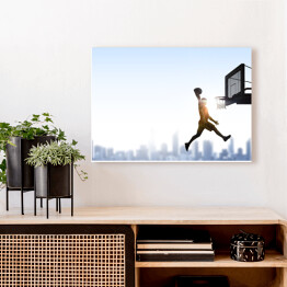 Obraz na płótnie Mecz koszykówki na tle błękitnego nieba