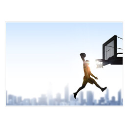Plakat Mecz koszykówki na tle błękitnego nieba