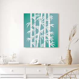 Las bambusowy - biało niebieska ilustracja