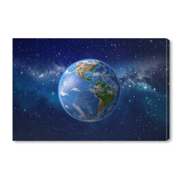Obraz na płótnie Planeta ziemia w kosmosie - ilustracja w niebieskich barwach