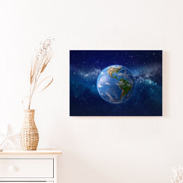 Obraz na płótnie Planeta ziemia w kosmosie - ilustracja w niebieskich barwach