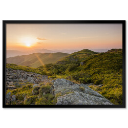 Plakat w ramie Zachód słońca w górach