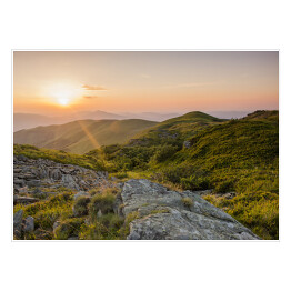 Plakat Zachód słońca w górach