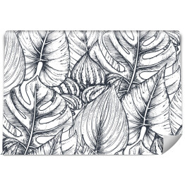 Fototapeta winylowa zmywalna Kompozycja z tropikalnych liści - szkic