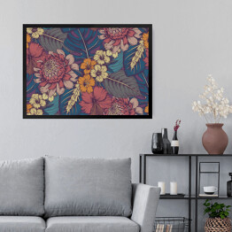 Obraz w ramie Kompozycja tropikalnych kwiatów 