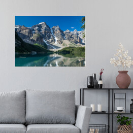 Plakat samoprzylepny Turkusowe jezioro w Banff, Kanada