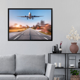 Obraz w ramie Samolot pasażerski z efektem rozmycia ruchu