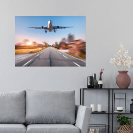 Plakat samoprzylepny Samolot pasażerski z efektem rozmycia ruchu
