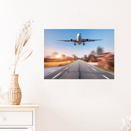 Plakat samoprzylepny Samolot pasażerski z efektem rozmycia ruchu