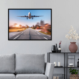 Plakat w ramie Samolot pasażerski z efektem rozmycia ruchu