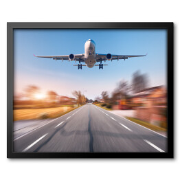 Obraz w ramie Samolot pasażerski z efektem rozmycia ruchu