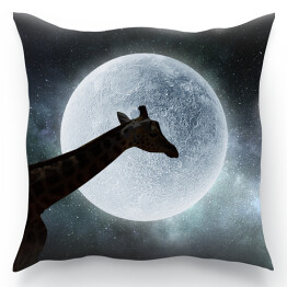 Poduszka Żyrafa w nocy na tle księżyca