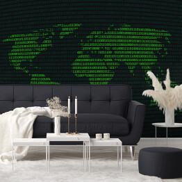 Fototapeta samoprzylepna Mapa świata na tle kodu binarnego